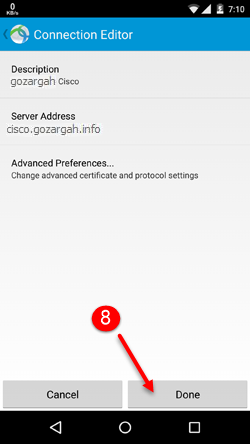 step8 - آموزش استفاده از سرویس cisco anyconnect در اندروید